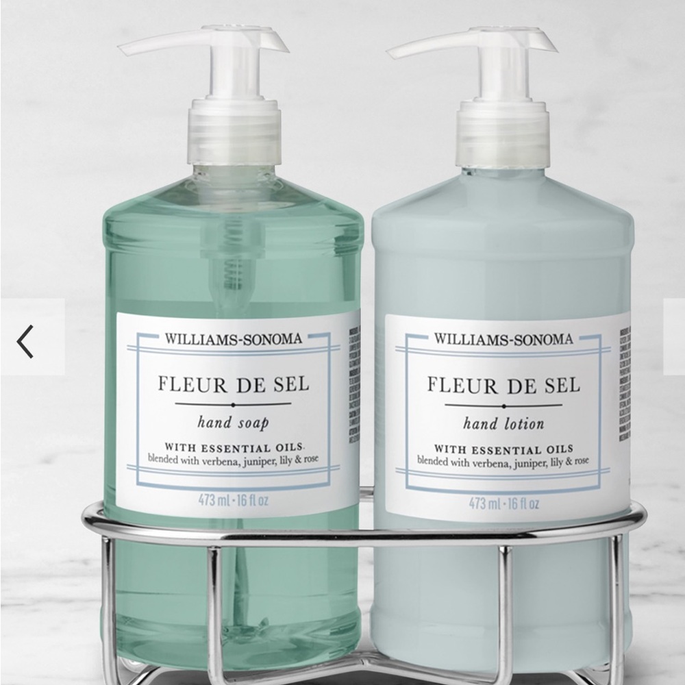 Williams Sonoma Fleur De Sel Hand Soap and Lotion Set with Silver Caddy - Picture 6 of 6